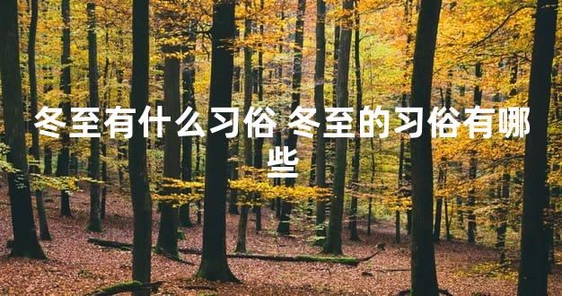 冬至有什么习俗 冬至的习俗有哪些